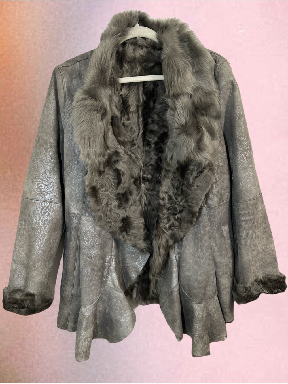 Vintage Monegal Sheepskin Jacket — Grey / Silver Speckled